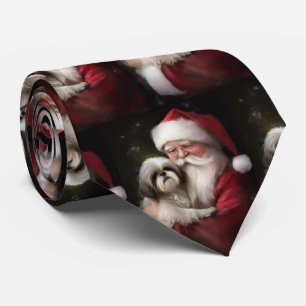 Corbata Shih Tzu Con Navidades festivos de Santa Claus