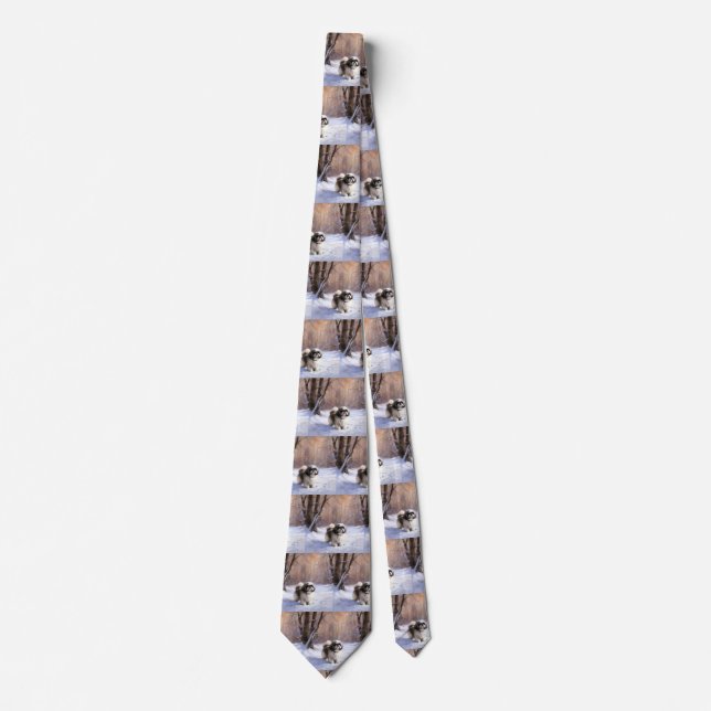 Corbata Shih Tzu Deja que nieve Navidad  (Anverso)