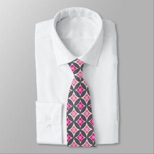 Corbata Shipo con motivos florales, rosa y gris plateado