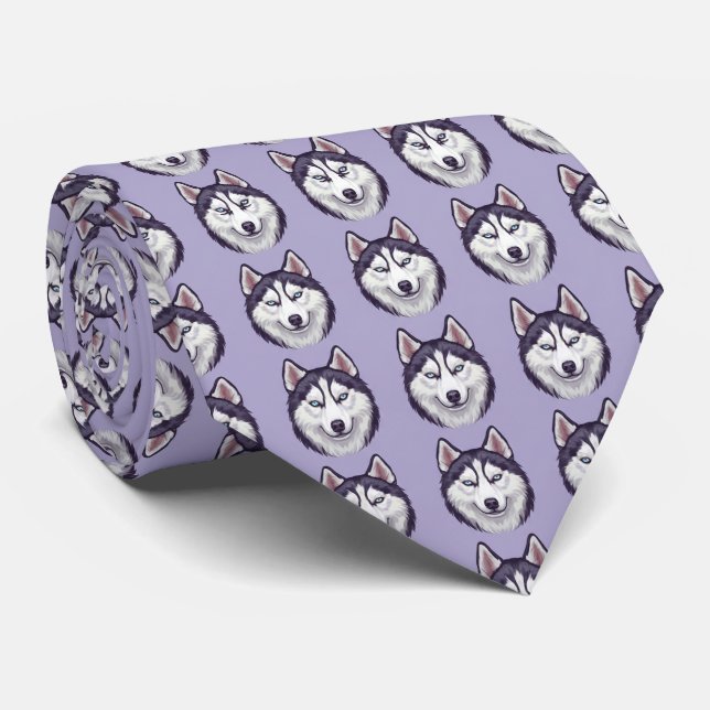 Corbata Siberian Husky Print Necktie – Purple Dog (Enrollado)