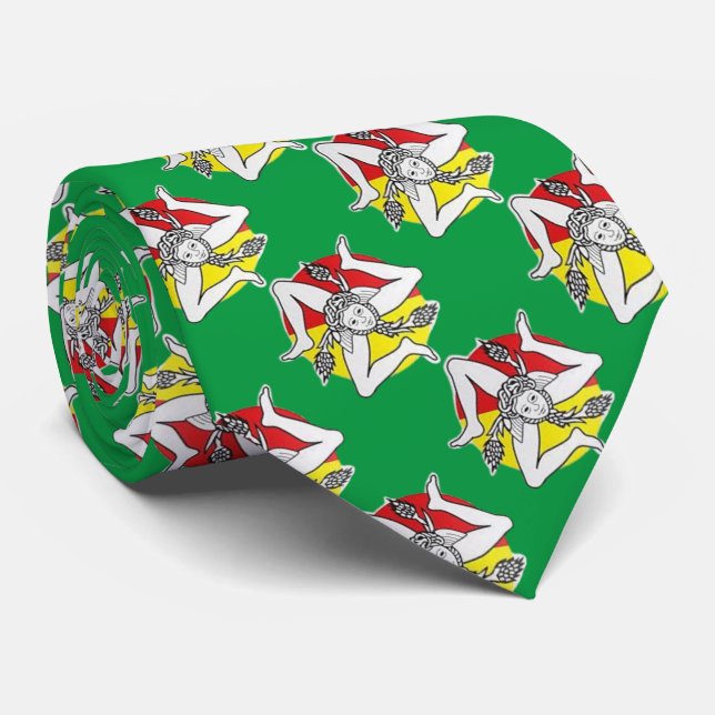 Corbata Sicilia (Símbolo Trinacria) Premium (Enrollado)