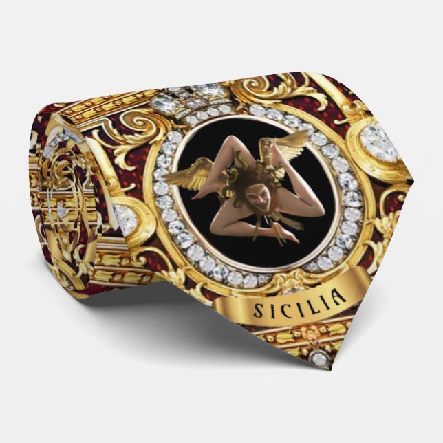 Corbata Sicilian Medusa Gems Trinacria  (Enrollado)