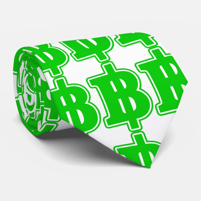 Corbata SIGNO DEL BAHT VERDE ฿ Moneda tailandesa ฿ (Enrollado)