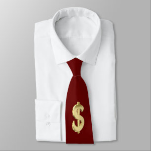 Corbata Signo del dólar dorado