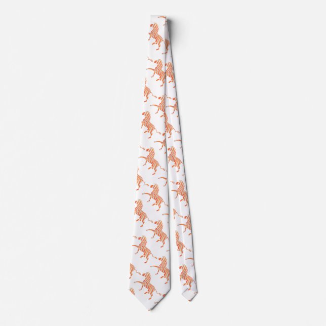 Corbata Silhouette de cebra blanca y naranja (Anverso)