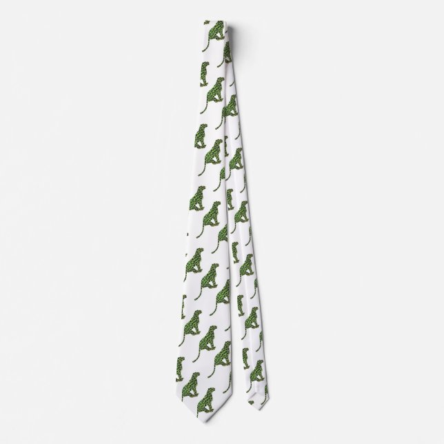 Corbata Silhouette Leopardo negro y verde (Anverso)