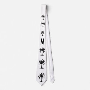 Corbata Silueta de árbol de palmas monogramada