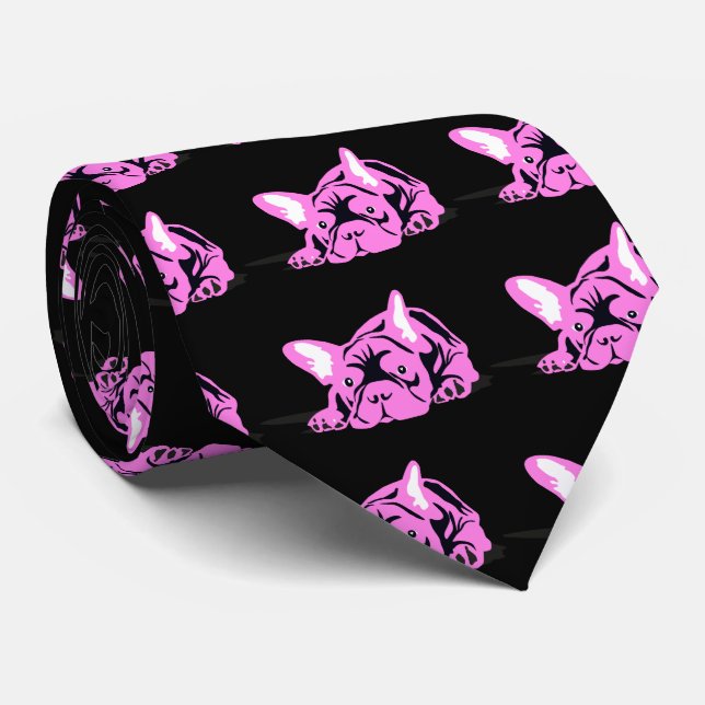 Corbata Silueta de Bulldog Francés (Enrollado)