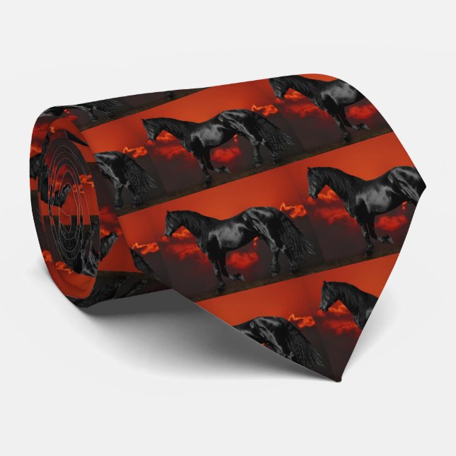 Corbata Silueta de caballo al atardecer (Enrollado)