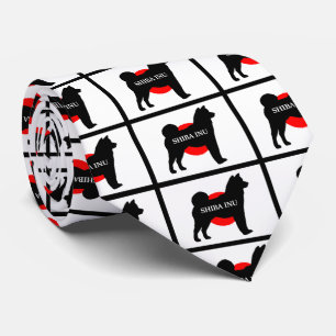 Corbata silueta de nombre shiba inu en bandera