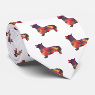 Corbata Silueta de patrón geométrico Corgi Dog Multi