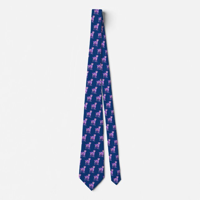 Corbata Silueta de Perro Border Terrier Azul Púrpura Cuell (Anverso)