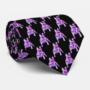 Corbata Silueta de perro Bulldog Francés cuello negro mora