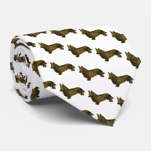 Corbata Silueta de perro galés Corgi Halloween Cuello blan