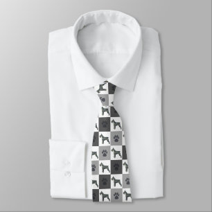 Corbata Silueta de perro Schnauzer negro blanco gris