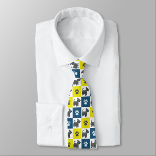 Corbata Silueta de perro Terrier Escocés Scottie YlnBlu Pa
