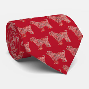 Corbata Silueta de perro Terrier Tibetano de Navidad con c