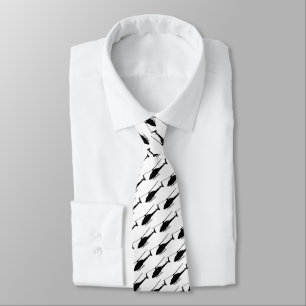 Corbata Silueta del helicóptero en blanco y negro