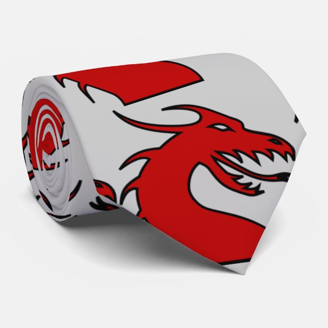 Corbata Silueta roja del dragón (Enrollado)