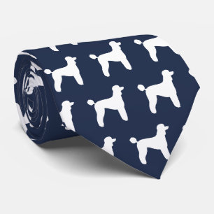 Corbata Siluetas de Caniche Estándar Patrón Blanco y Azul