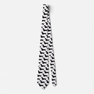 Corbata Siluetas de Dachshund Perros Wiener Negros y Blanc