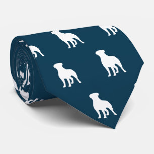 Corbata Siluetas de perro Rottweiler Patrón azul y blanco