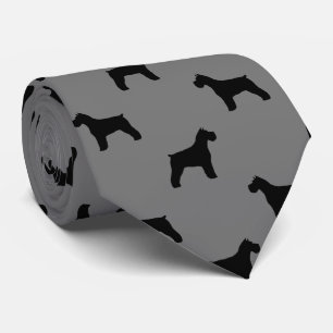 Corbata Siluetas de perro Schnauzer Patrón negro y gris