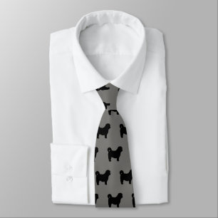 Corbata Siluetas de perro shih tzu en gris y negro