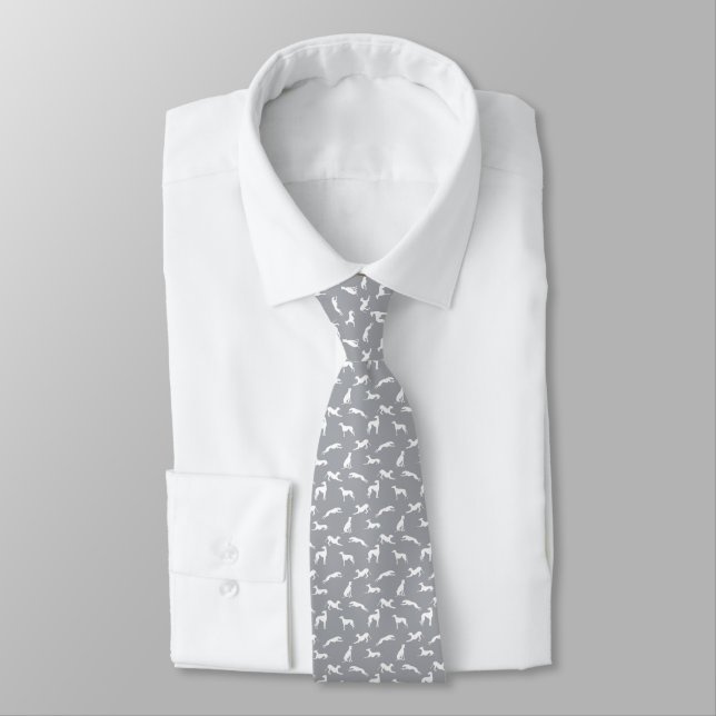 Corbata Siluetas grises blancas en gris (Atado)