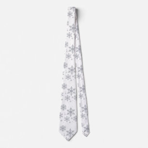 Corbata Silvery Snowflakes Winter Wedding Neck Tie