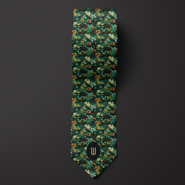 Corbata Silvicultura floral verde y dorada (Subido por el creador)