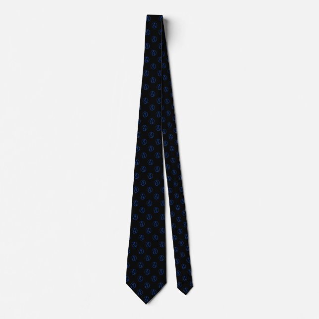 Corbata Símbolo ateo: azul sobre negro (Anverso)