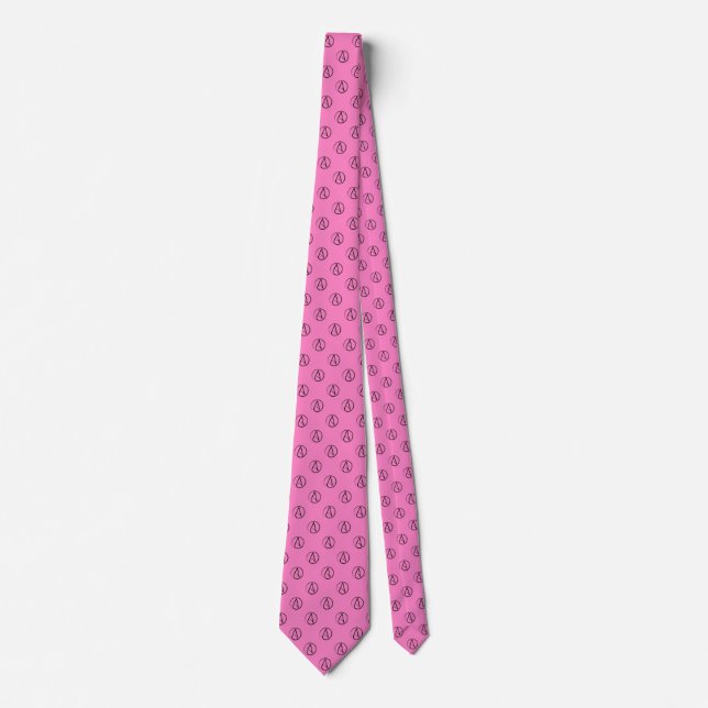 Corbata Símbolo ateo: negro sobre rosa claro (Anverso)