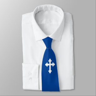 Corbata Símbolo cristiano azul blanco