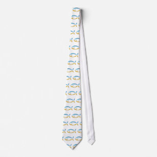 Corbata Símbolo cristiano de los pescados con crucifijo -