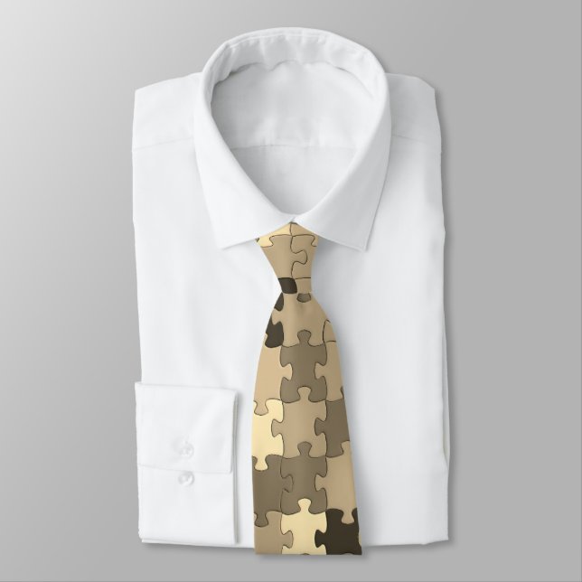 Corbata Símbolo de autismo puzzle Pieza Sepia (Atado)