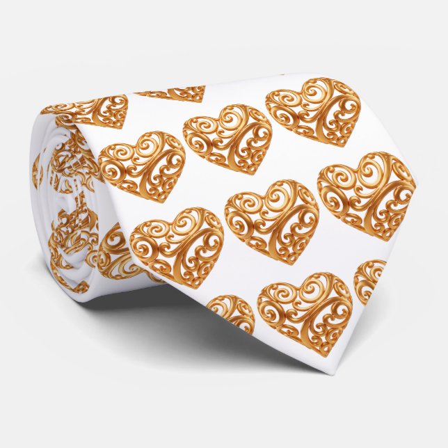 Corbata Símbolo de corazón dorado eterno del amor (Enrollado)
