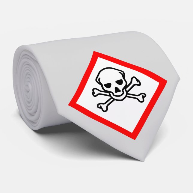 Corbata Símbolo de peligro cráneo y cruz (Enrollado)