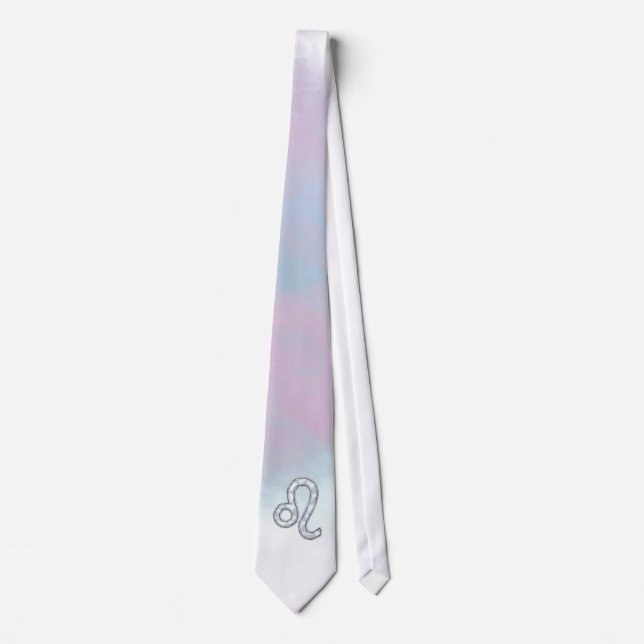 Corbata Símbolo de Zodiac Leo en Pastels Nacre Style Print (Anverso)