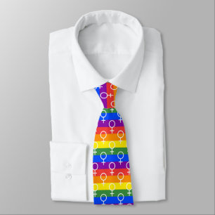Corbata Símbolo femenino patrón arcoiris