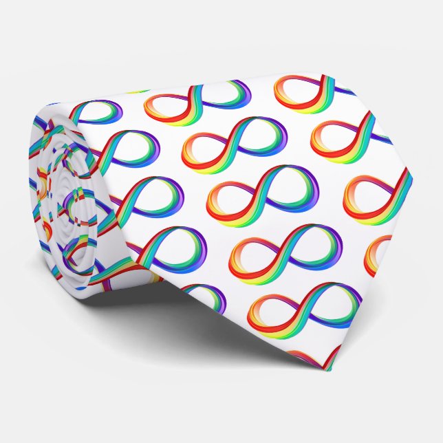 Corbata Símbolo infinito arcoiris en capas (Enrollado)