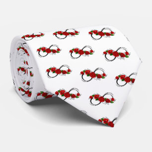 Corbata Símbolo infinito con rosas rojas