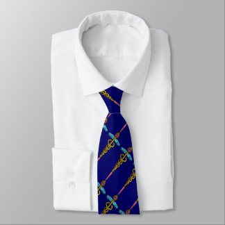 Corbata SÍMBOLO MÉDICO CADUCEO DE ORO, Azul