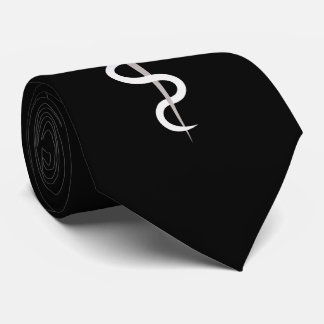 Corbata Símbolo médico del Caduceus elegante negro