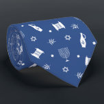 Corbata Símbolos de Hanukkah<br><div class="desc">Patrón de símbolos de Hanukkah</div>