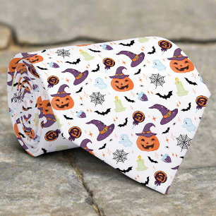 Corbata Símbolos fantasmagóricos de Halloween Patrón de ic