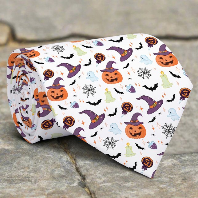 Corbata Símbolos fantasmagóricos de Halloween Patrón de ic (Subido por el creador)