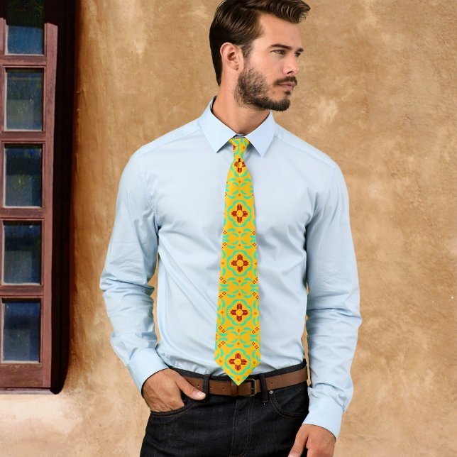Corbata Símbolos Zia Rojos Nuevo México Plumas Turquesa (Subido por el creador)