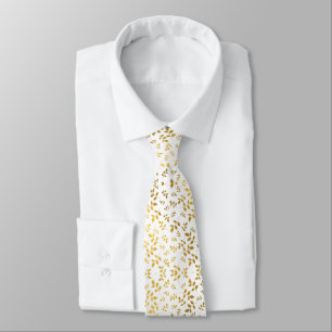 Corbata Simple Gold Leaf Botanical Moderno