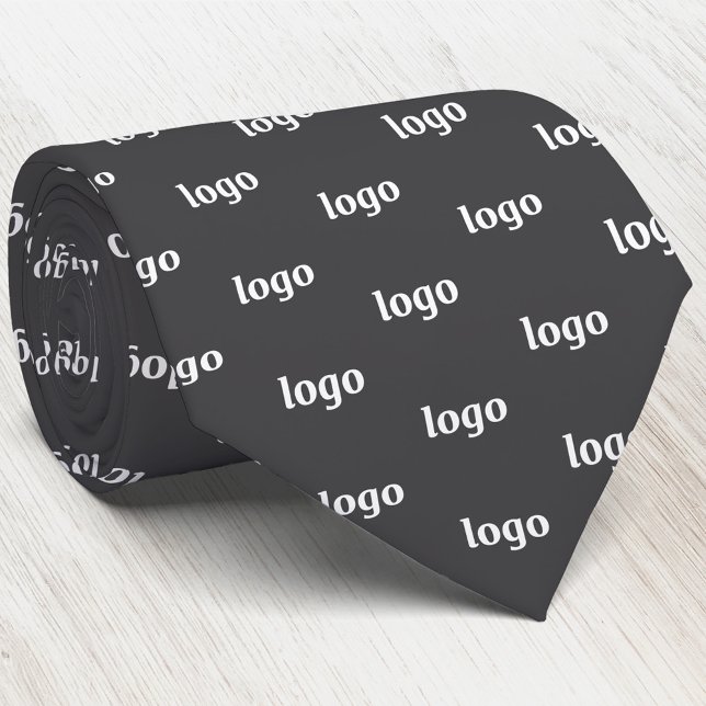 Corbata Simple Logo Pattern Dark Charcoal Gray Business (Simple logo pattern charcoal gray business branding promotional neck tie for staff employee uniforms)